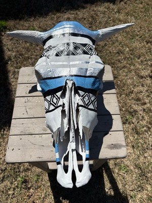 Native American Tribal Style Painted Cow Skull