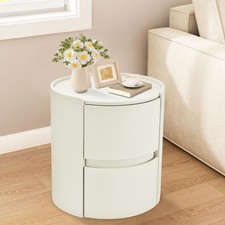 Nachttisch Rund Nachtschrank Nachtkommode Schrank 2 Schubladen DE