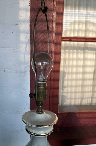 2X Vintage Antique Bronze Hand-Painted Porcelain Table Lamps Floral Gold (Pair) - Picture 7 of 15