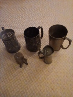 Job lot Pewter x 4 1 Gold metal