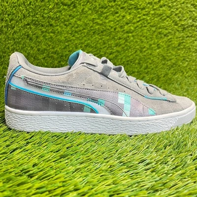 Puma Suede Minecraft Boys Size 7Y Gray Blue Athletic Tranning Shoes Sneakers - Image 1 of 4