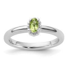 925 Sterling Silver Stackable Expressions Peridot Ring Size 5