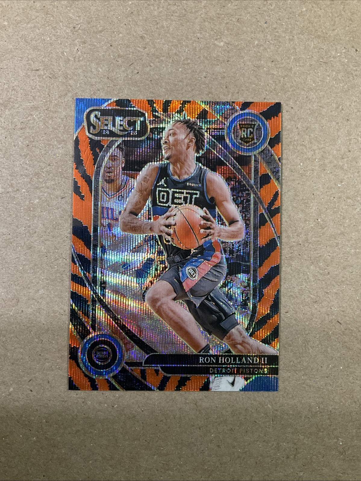 2024-25 Panini Select Courtside Ron Holland II 275 Tiger Prizm Pistons Rookie RC