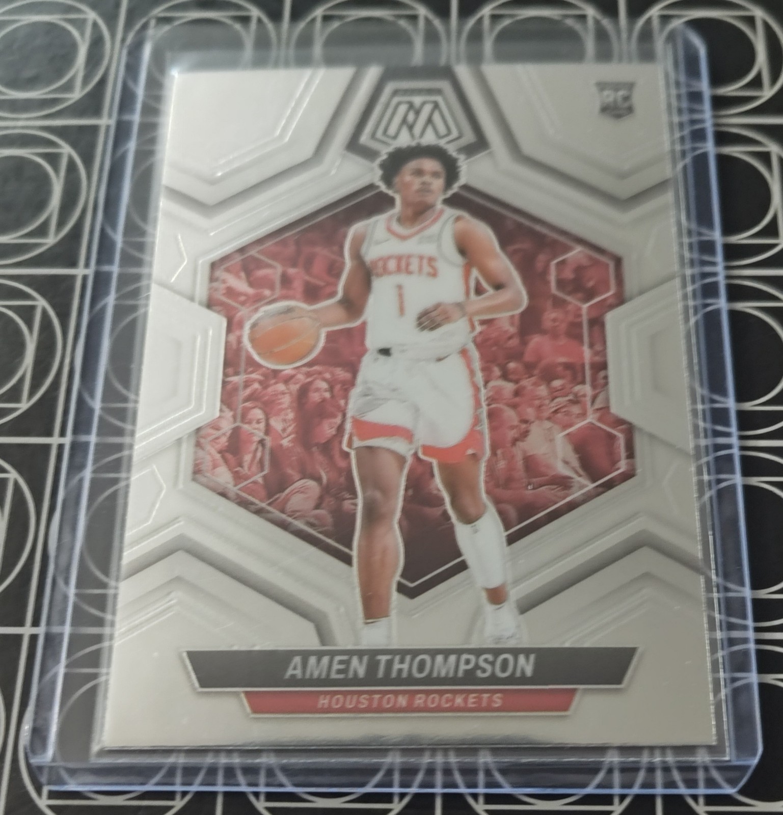 AMEN THOMPSON HOUSTON ROCKETS 2023-24 PANINI MOSAIC ROOKIE RC CARD NUMBER 230