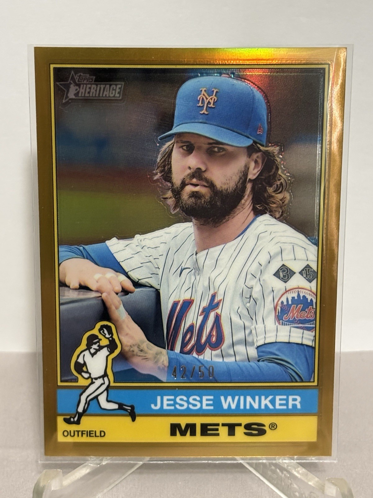 2025 Topps Heritage #468 Jesse Winker Chrome GOLD Refractor /50