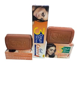 NEW Skin Bleaching Anti-Aging Carrot Complexion Soap Set x3 Bars 80gr+2 gels