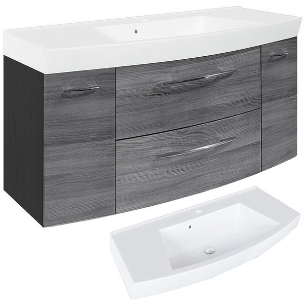 Waschtisch 120Cm Mit Unterschrank Badezimmer-MöBel Eiche Grau BadmöBel GäSte Wc-image