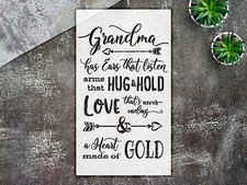 Stencil Grandma Heart - Reusable Mylar, Home Decor, DIY - StencilAir