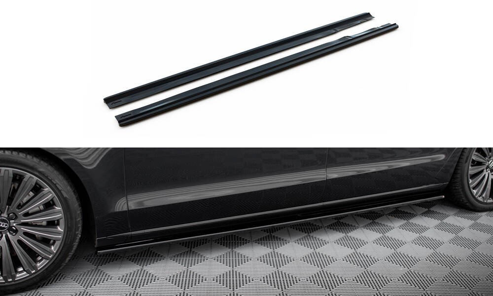 Bas de caisse Maxton Audi A8 D4 Long noir brillant tuning carrosserie