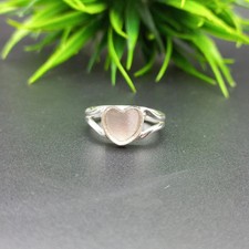 925 Sterling Silver Plated Heart Bezel Cup Ring Blank DIY Jewelry Making Setting