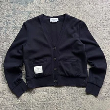 Thom Browne Womens Cotton Navy Cardigan Size 3 Made In Italy