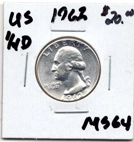 1962 Silver  US 1/4 Dollar Coin -  BU