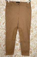 Talbots Women Skinny Ankle Riding Stretch Pants Sz 8 Brown Trim Faux Leather EUC