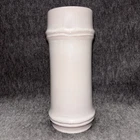 Vintage Frankoma Pottery Bullet Ribbed Floral Bud Vase #T2 White Glaze 7" Tall