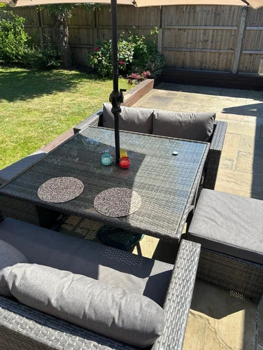 John Lewis Rattan Alora Cube 6-Seater Garden Dining Table, Sofas & Stools Set