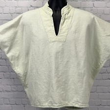 Drawstrings of Malibu Poncho Top Womens OSFM Green V‑Neck Made in USA Cotton