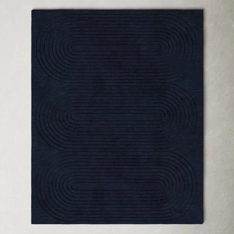 Navy Area Rugs for Bedroom living Unique Rug Rug Handmade Hand Tufted Wool 8x10