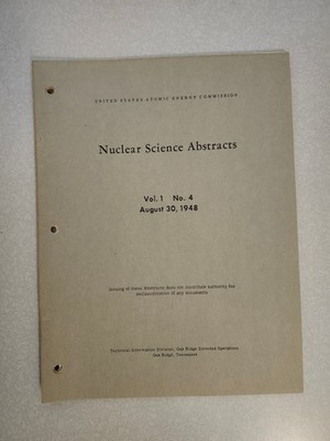 Antique Nuclear Science Abstracts Atomic Energy Commission Declassified Document