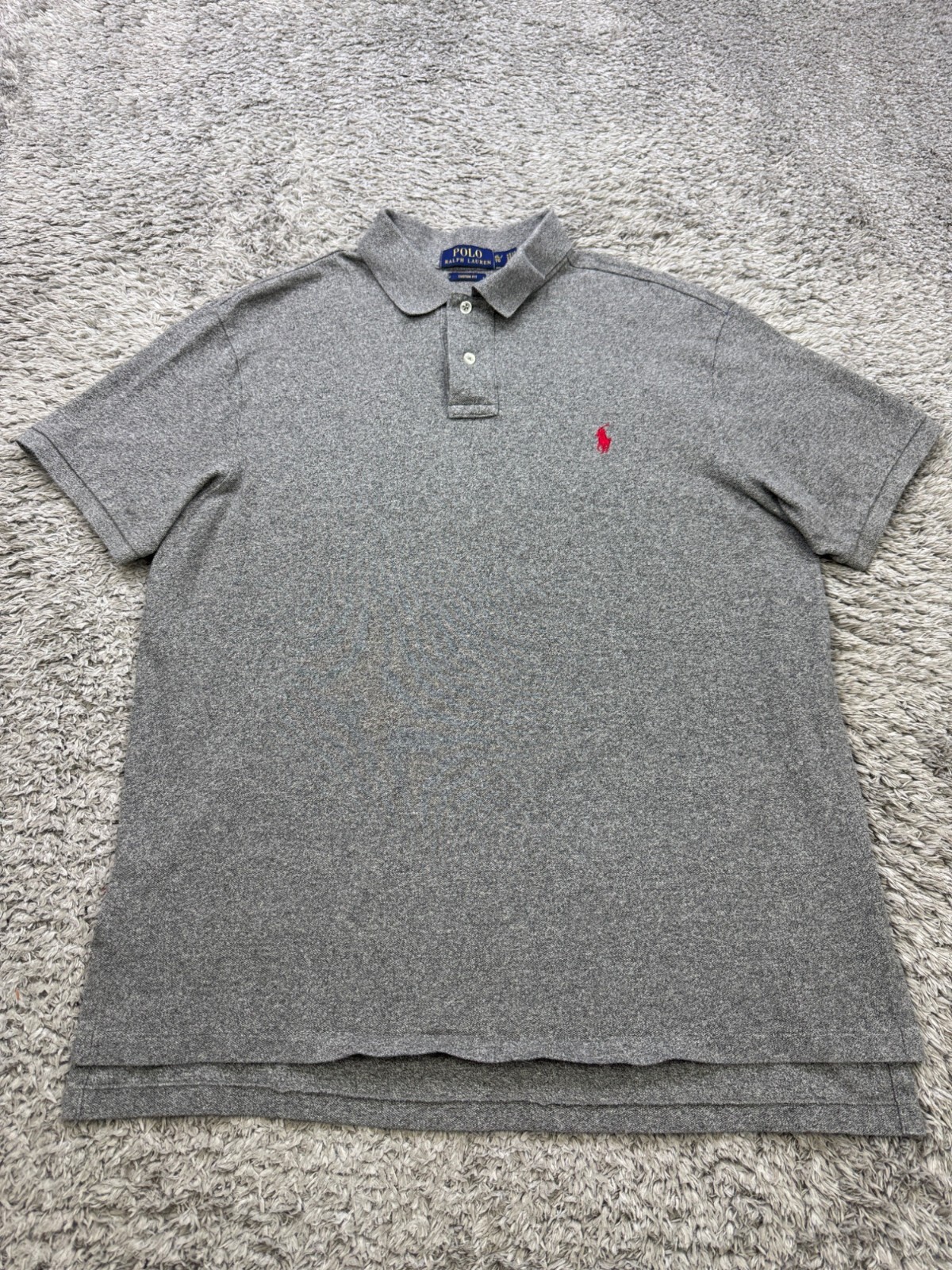 Polo Ralph Lauren Shirt Men XL Heather Gray Mesh Custom Fit Short Sleeve Golf