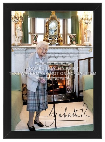 QUEEN ELIZABETH SIGNED LAST PHOTO PRINTED AUTOGRAPH FRAMED OPTION ROYAL FAMILY - Picture 10 of 15