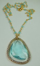 Handmade Long Chain with Turquoise Crystal  Rhinestones Wedding