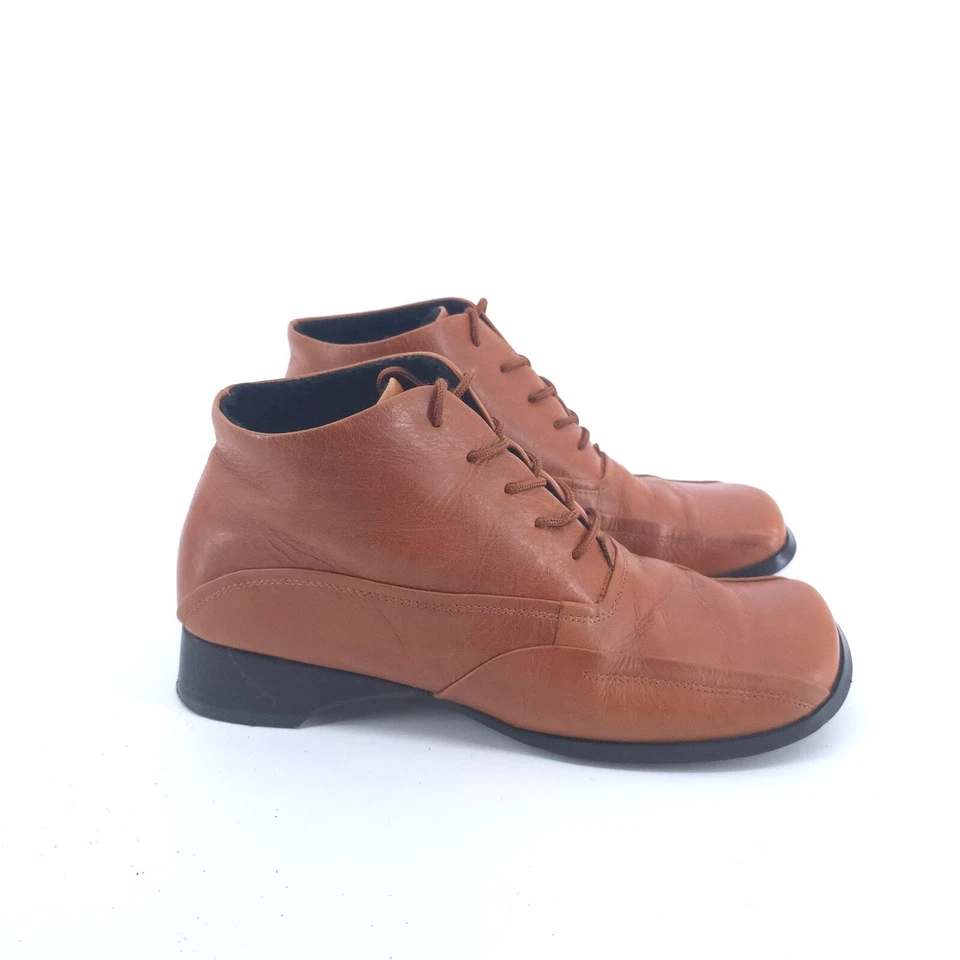 Botín Bakers Mujer Setter Puntera Cuadrada Clásico Con Cordones Cuero Camel Tacón Bloque 8 Foto 2 de 4