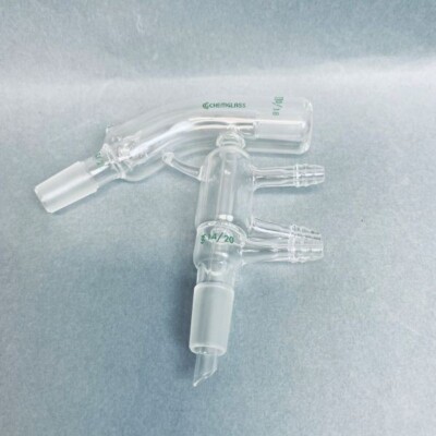 Chemglass Short Path Distilling Head Jacketed 10/18 Thermometer Joint 14/20Lower