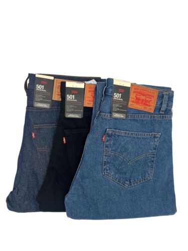 Levis 501 Męskie Oryginalne Regular Straight Fit Leg Denim Jeansy Nowe - Zdjęcie 3 z 29