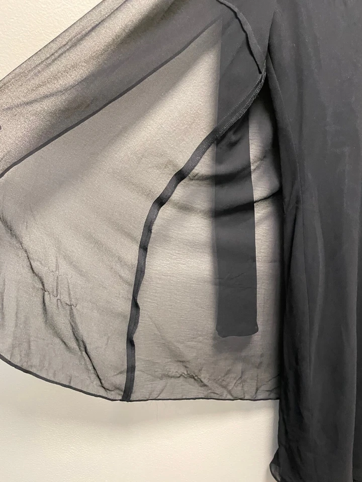 Vintage Womens Midi Dress Size 10 Black Chiffon Draped Whimsigoth Witchy Y2K - Image 3 of 4