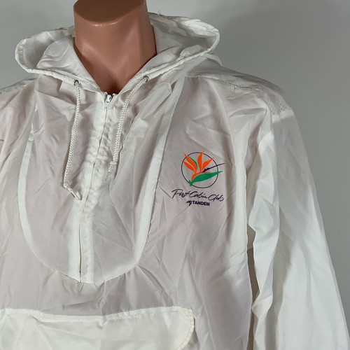 Rare Vintage Tandem Computers First Cabin Club White Anorak Windbreaker M - Afbeelding 3 van 9