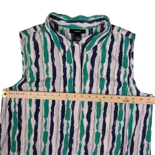 Alfani Shirt Dress Womens 12 Blue Striped Asymmetrical Hem Modern Casual Artsy - Picture 8 of 11