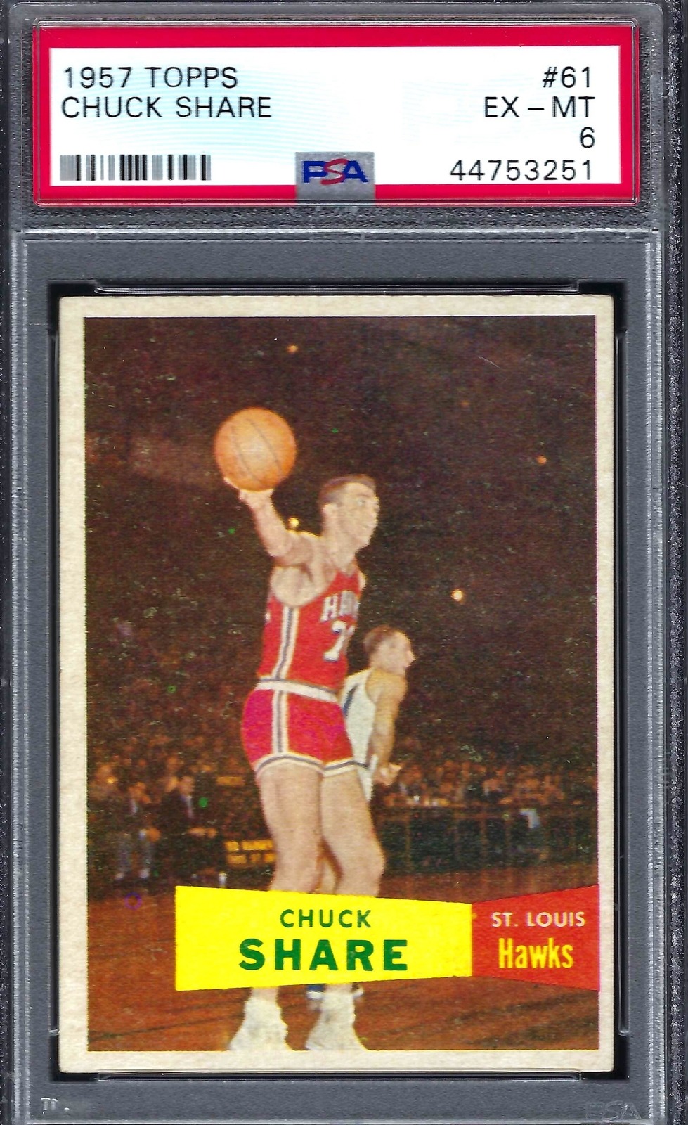 1957 Topps BK #061 PSA 6 Chuck Share Hawks 61