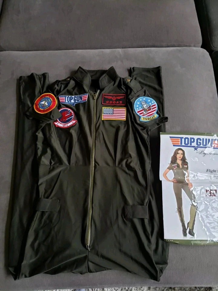 Top Gun Traje de Vuelo Piloto Mono Adulto Disfraz Para Mujer Grande - Pierna Avenida Foto 2 de 4