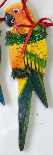 PARROT Christmas Ornament Maroon-Bellied Sun Jenday Conure Noble Macaw Bird Deco - Picture 2 of 4