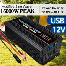 16000W Peak Car Power Inverters 12V to 110V AC Converter Truck Cigarette Lighter
