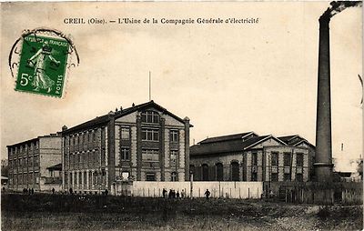 Old postcard AK CREIL - L'Usine de la Compagnie générale d'electricite (259547)