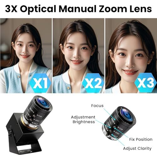 Objectif zoom optique manuel 120 ips USB ELP 4K webcam golf swing 3X 12 mégapixels neuf - Photo 5/9