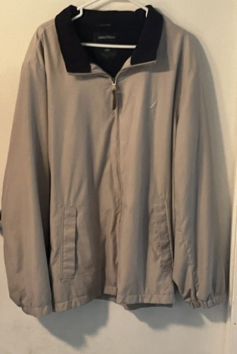Nautica MENS Jacket XXL Beige Zipup Fleece Lined Pockets Collared Never Worn - Picture 2 of 12