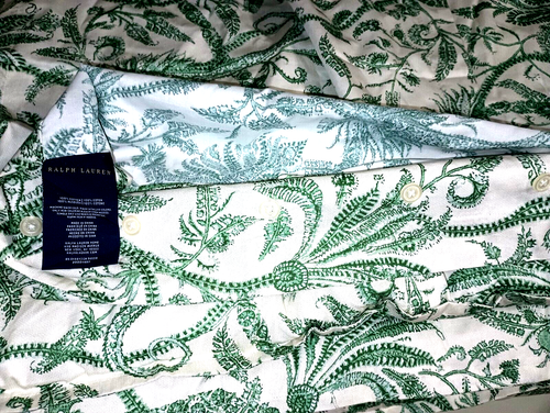 Ralph Lauren 3 Piece King Comforter & 2 King Shams Green Charelston Prestlie - Picture 9 of 9
