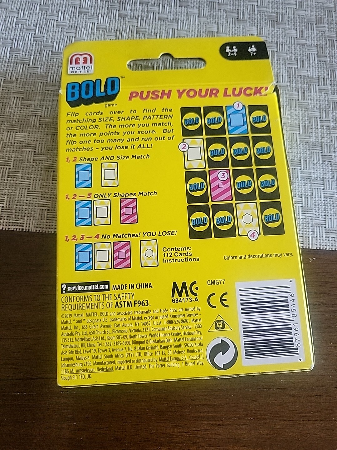 NEW Mattel Games BOLD Matching Card Game Age 7+ Family Game Night New ...