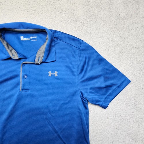 Under Armour HeatGear Blue Polo Shirt Men's Size M Loose Fit Moisture-Wicking Go - Picture 5 of 16