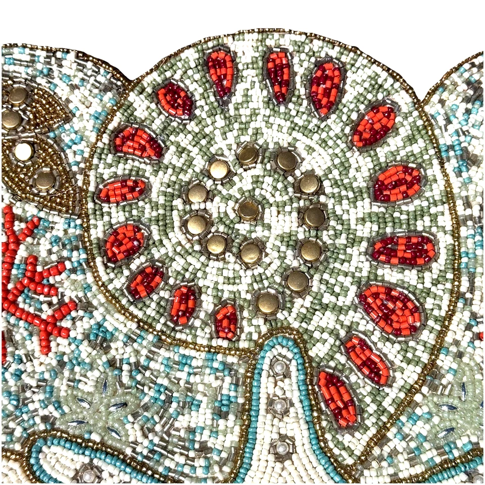 Beaded Starfish Seashell Shells Starfish Coral Reef Table Runner Ocean Beach 36" - Image 4 of 4