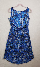 Ann Taylor Women Dress 4 Blue Chiffon Sleeveless Aline Pleated Bottom Lined Midi