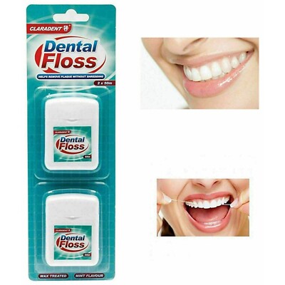 Zahnseide Satinband Zahnstocher Zahnbelag Entferner Interdental 50m x 2er Pack