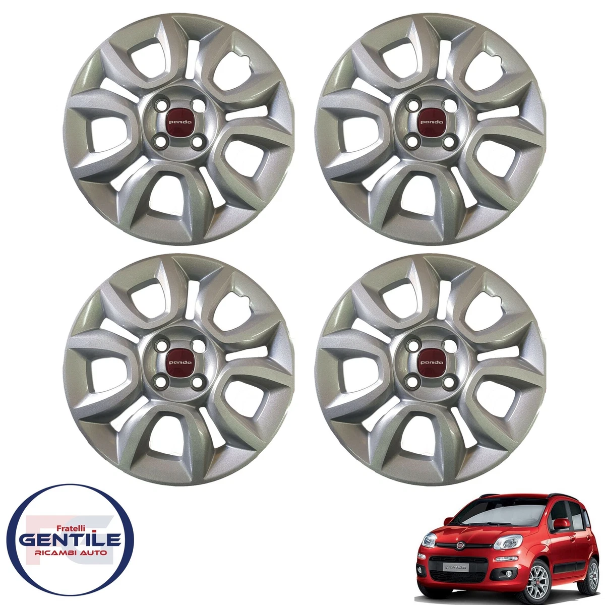 FIAT PANDA DAL 2012 - 4 COPPE RUOTA BORCHIE COPRI RUOTA COPRICERCHI CERCHIO  15