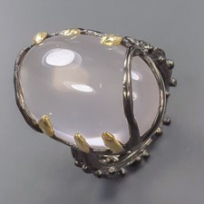 Natural  Not Enhanced Rose Quartz Ring 925 Sterling Silver Size 7.5 /B-R1292
