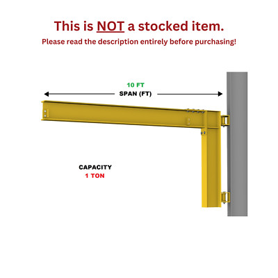 GORBEL CANTILEVER JIB CRANE - 1 TON CAPACITY, SPAN 10 FT, WALL MOUNTED