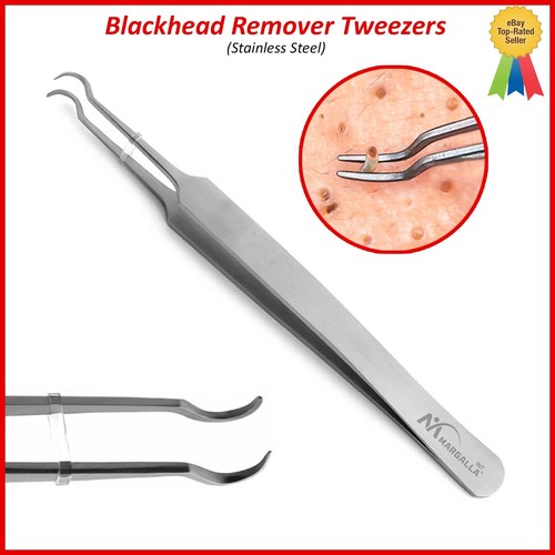 Curved Tweezers Blackhead Remover Pimple Extractor Popper Acne Blemish Comedone - Picture 5 of 9