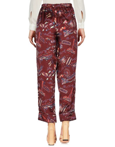 ALEXA CHUNG Burgundy Satin Twill Printed Straight Cropped Trousers UK 8 US 4 NEW - Picture 2 of 24