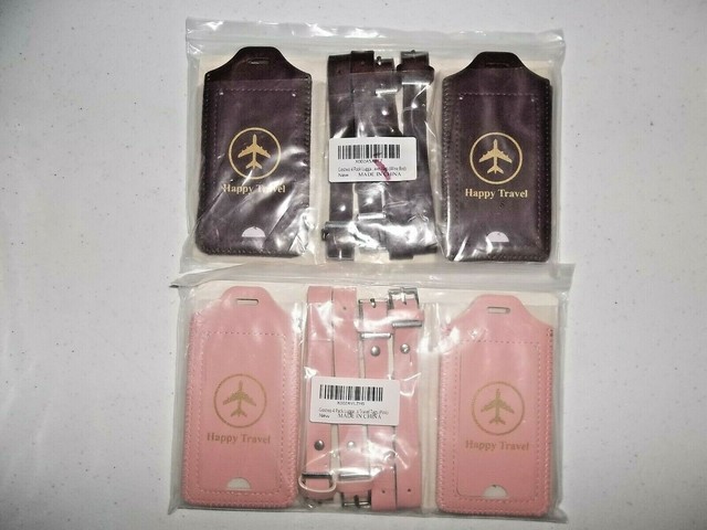 4 Pack Leather Luggage Tags Suitcase 